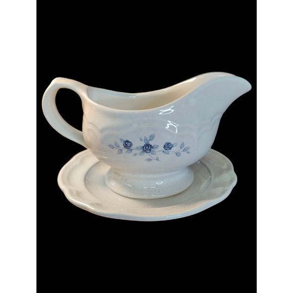 Pfaltzgraft Made in USA Poetry Glossy Gravy Boat with Under Plat - Picture 1 of 5